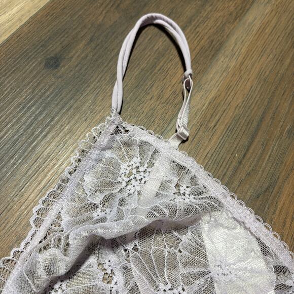 & Other Stories 12 Floral Lace Triangle Sheer Bra Pastel Purple Adjustable Strap - Picture 5 of 10